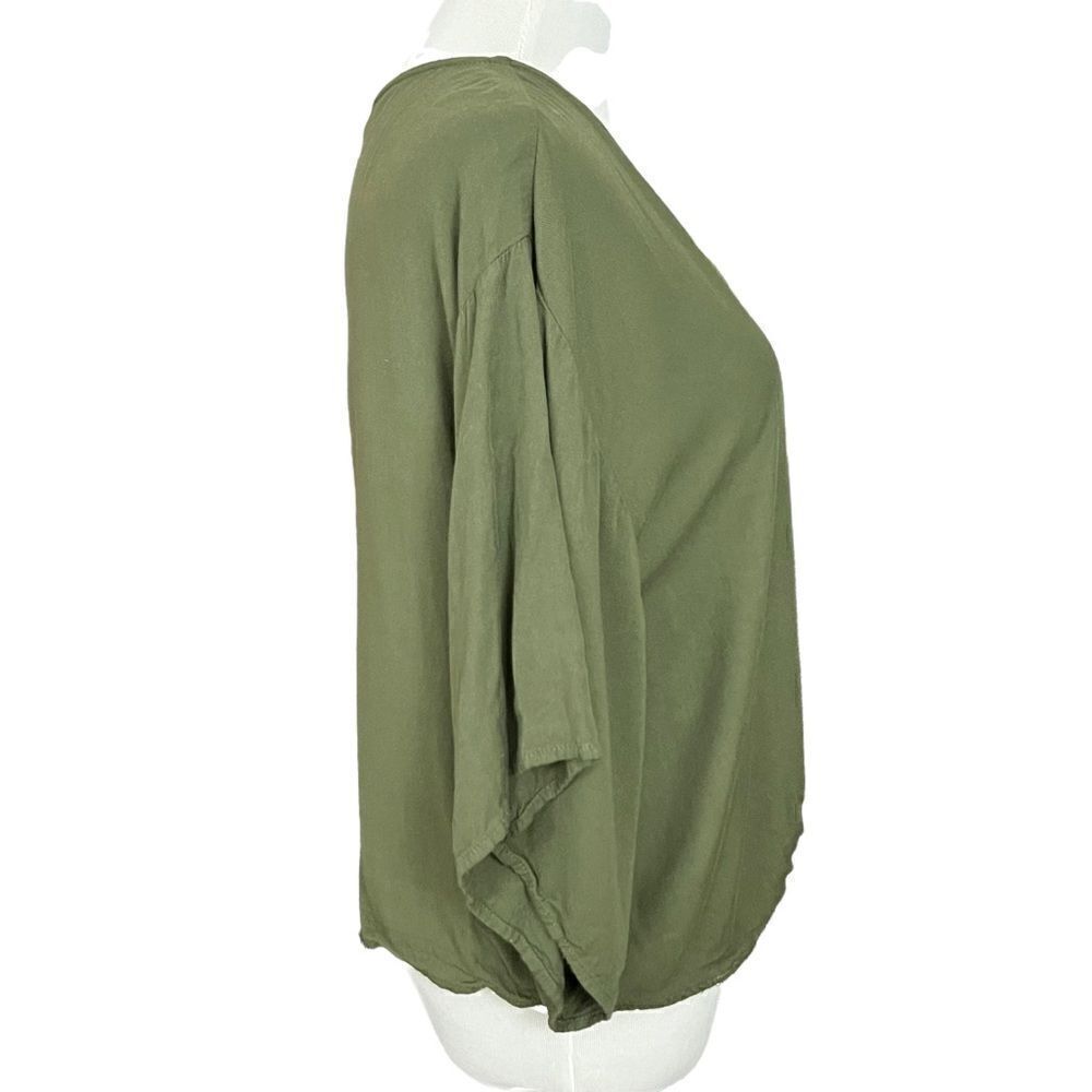 Lovestitch Olive Green Short Sleeve Tie Front Boxy Fit Top S - Picture 4 of 8